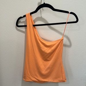 Neon J Crew one shoulder blouse